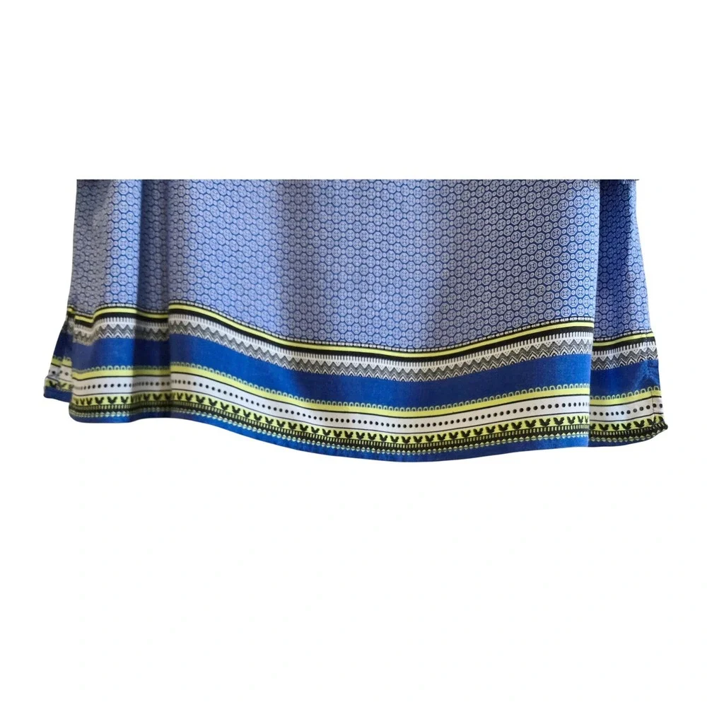 Cynthia Rowley Woman Blue Geometric V-Neck Tunic Blouse 1X Rayon 3/4 Sleeve - Picture 3 of 8